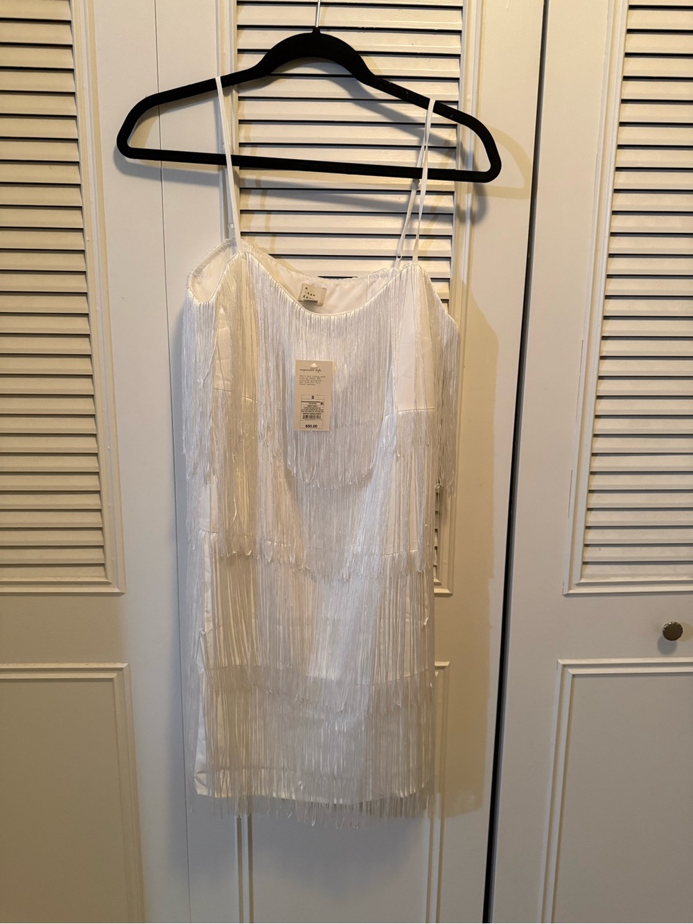 a new day White Fringe Slip Mini Dress